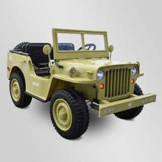 VOITURE ÉLECTRIQUE ENFANT JEEP WILLYS 3 PLACES SABLE